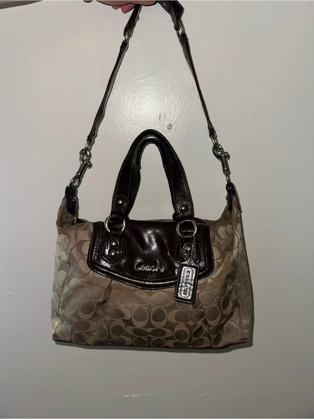 Vintage Coach Pleated Satchel Brown/Tan